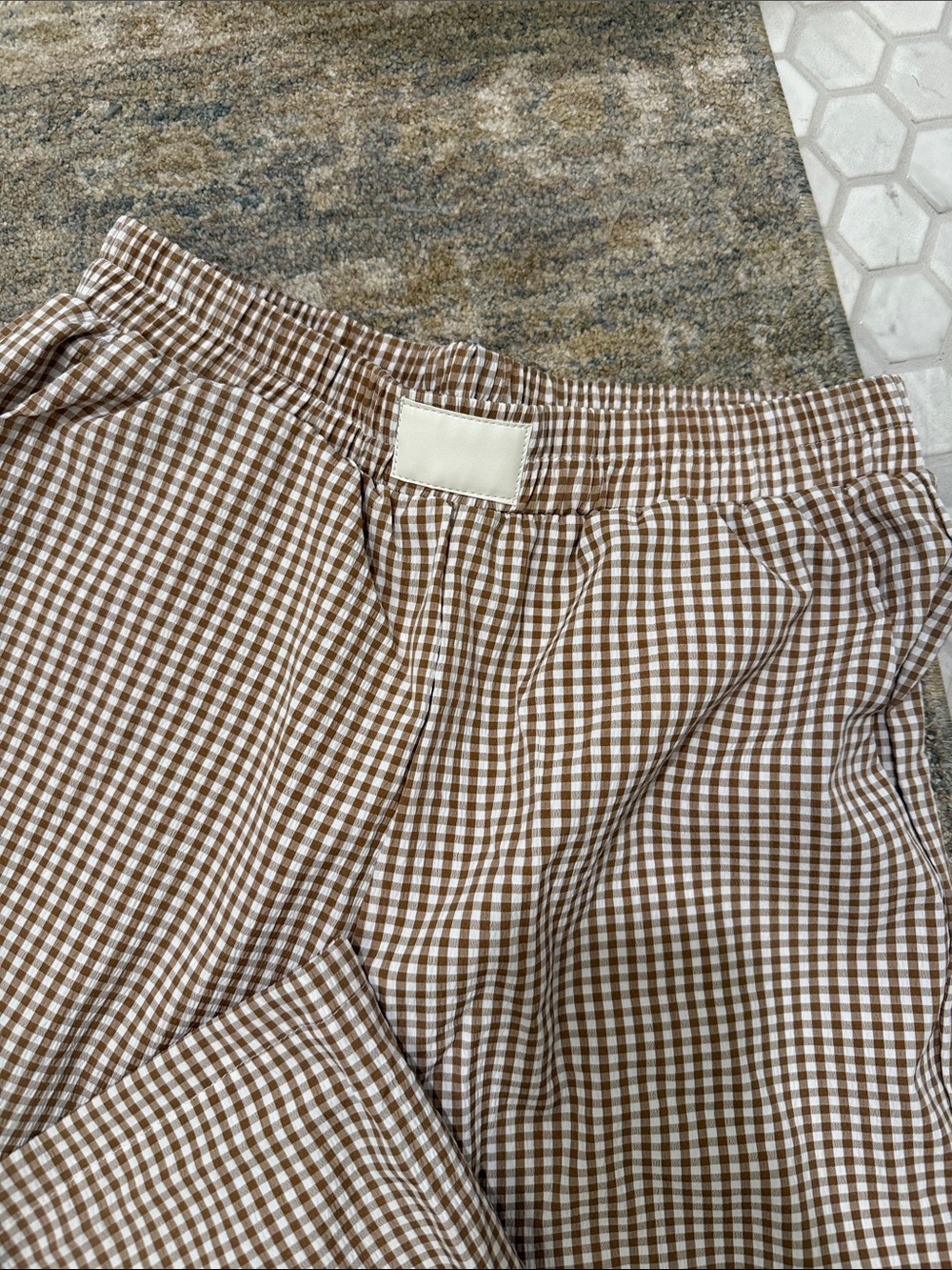 Amazon Brown and White Gingham Straight-Leg Pants - Picture 2 of 2